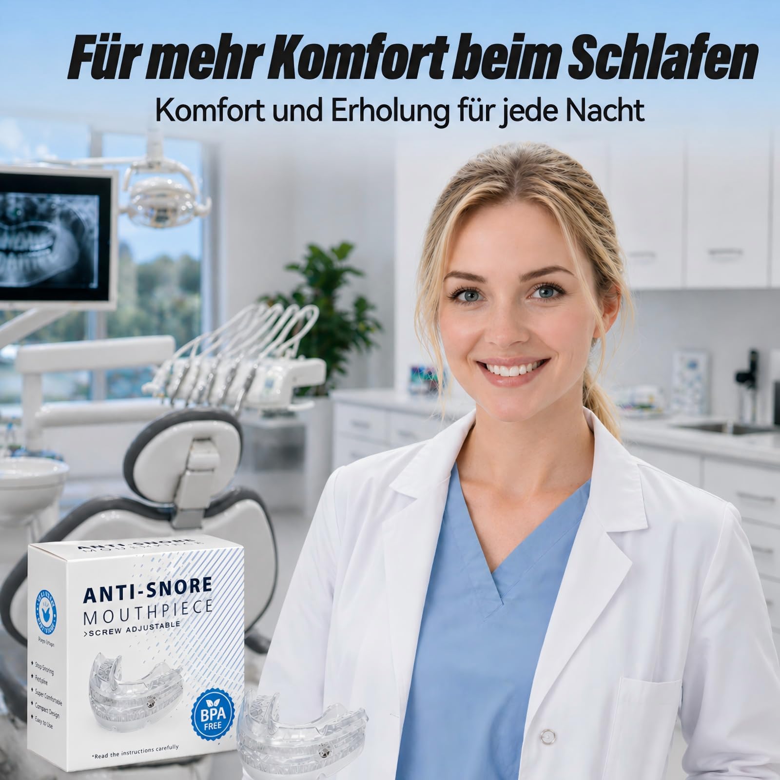 Schnarchstopper Anti Schnarch, Schnarchschiene Gegen Zähneknirschen und Schnarchen für MäNner Und Frauen(Weiß)