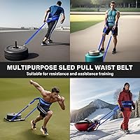 Vista 7 de Bilbear Cinturón de tracción de trineo, cinturón de entrenamiento de trineo ajustable, cinturón para tirar con 2 correas de tracción y 4 ganchos