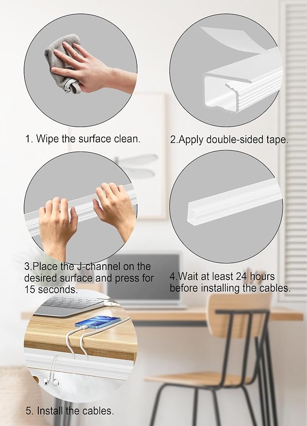 Organizador de Cables J Canal Adhesivo 6 Piezas miniatura 4