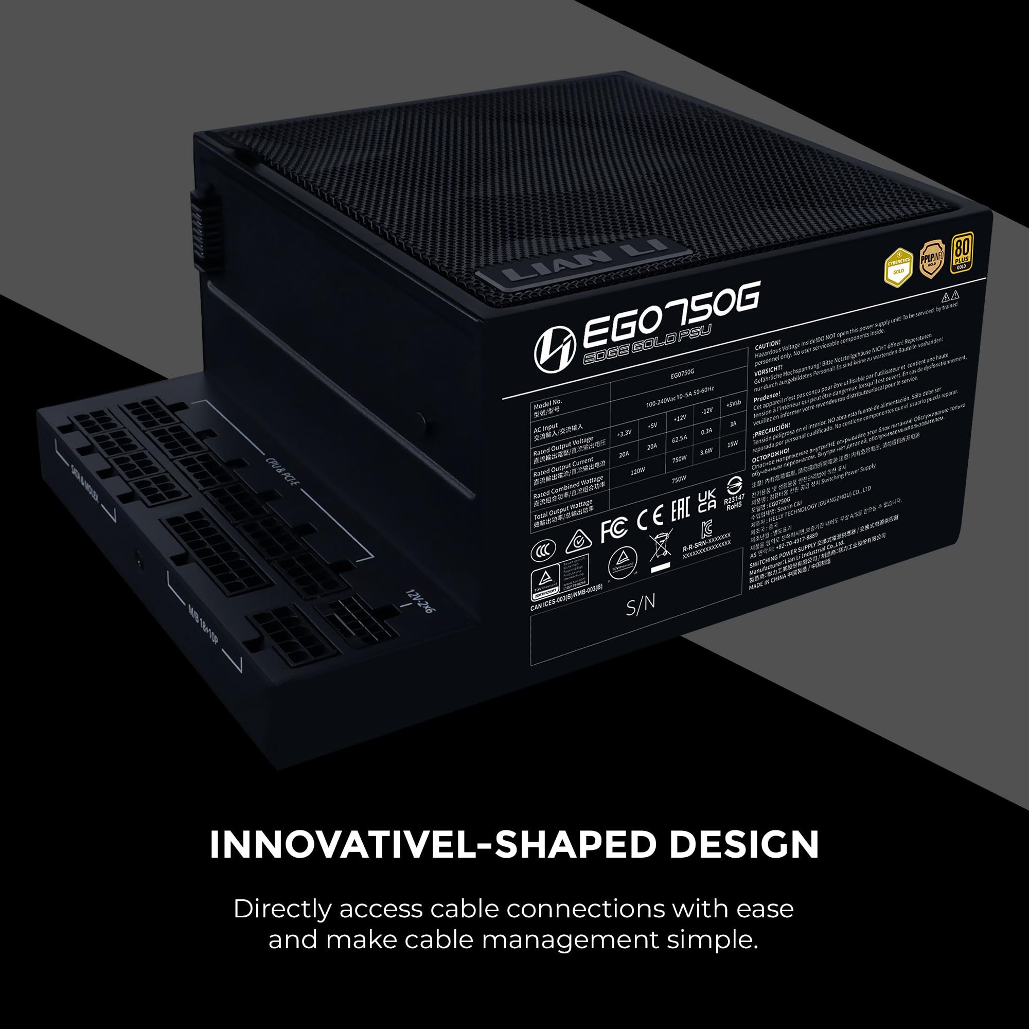 Amazon.co.jp: Lian Li EDGE ゴールド 750W PC 電源 ブラック、750