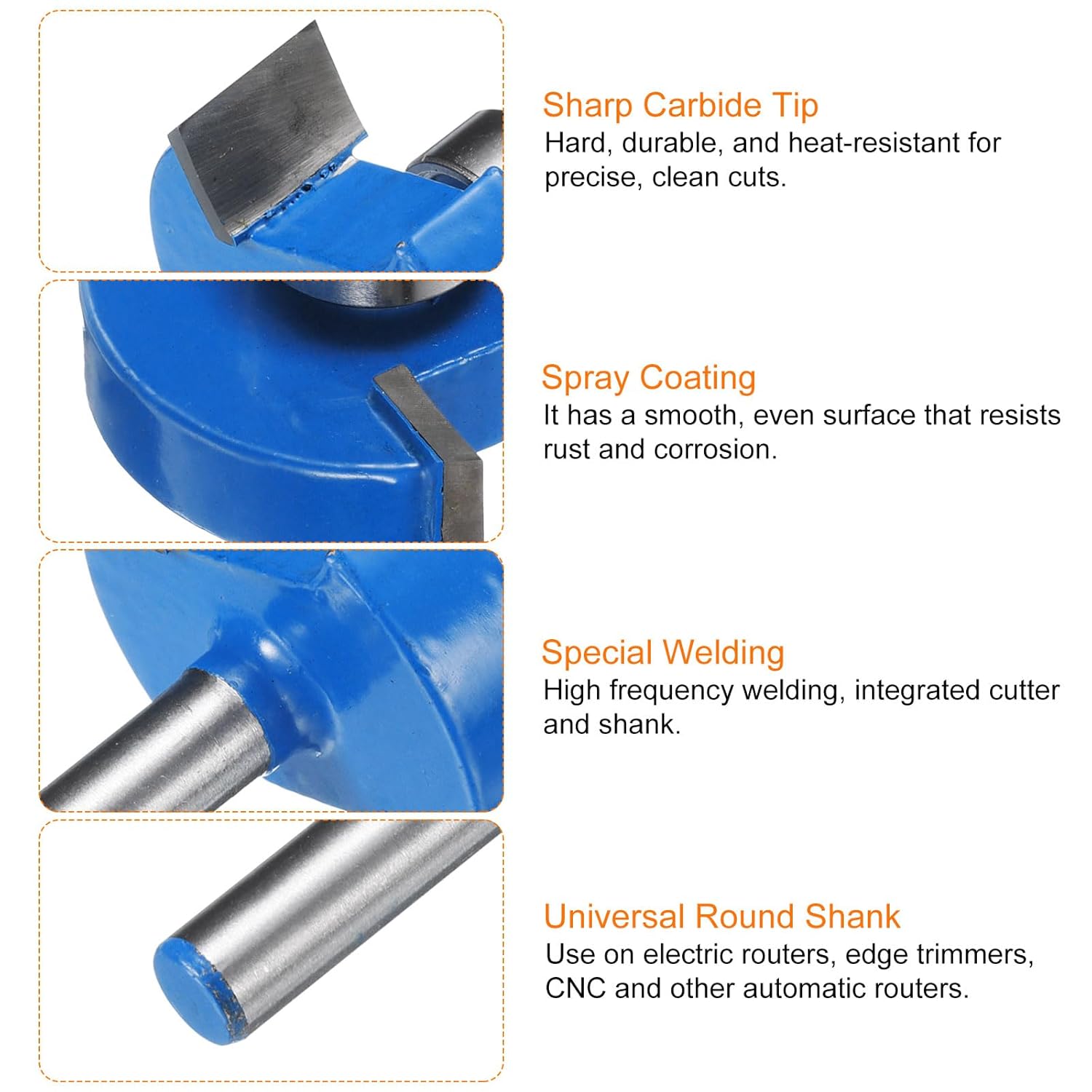 HARFINGTON T Slot Cutter Rabbet Router Bit 1/4" Shank 1-1/4" (31.7mm) x 3/8" (9.5mm) 2 Wing Carbide Slotting Cutter Rabbeting Slab Flattening Router Bits for Wood