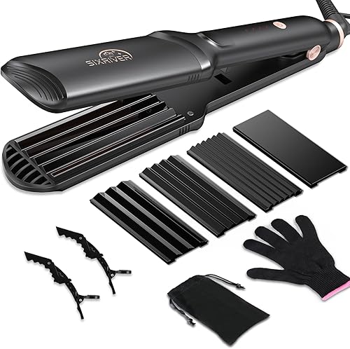 Miniatura 7 de Engarzadora de cabello para mujeres, rizador de pelo, plancha rizadora 4 en 1, placas de hierro plano de cerámica, herramienta de pelo