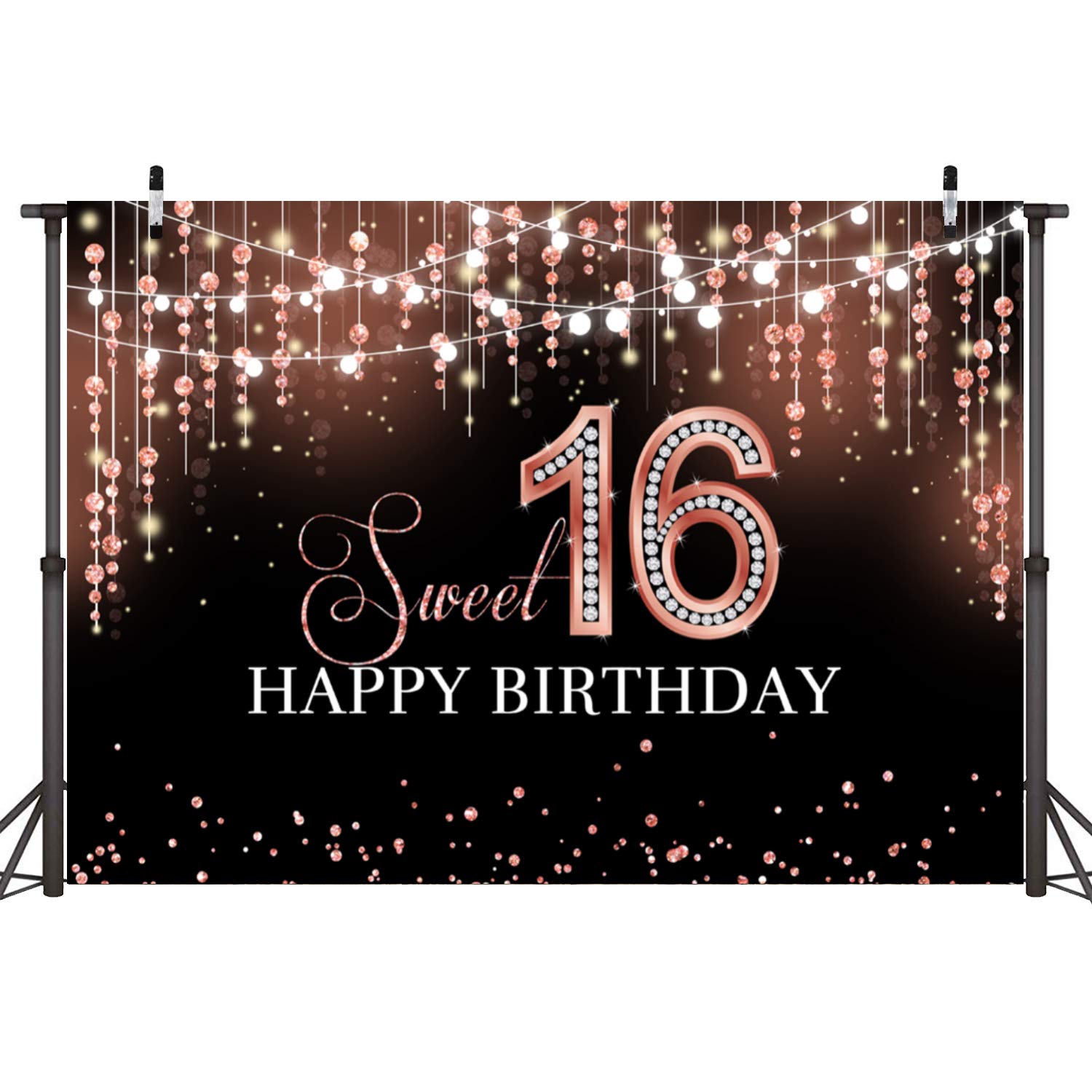 Sensfun Glitzer-Hintergrund 'Happy Birthday' Pink 150x90 Cm - Für Fotoshootings & Partys