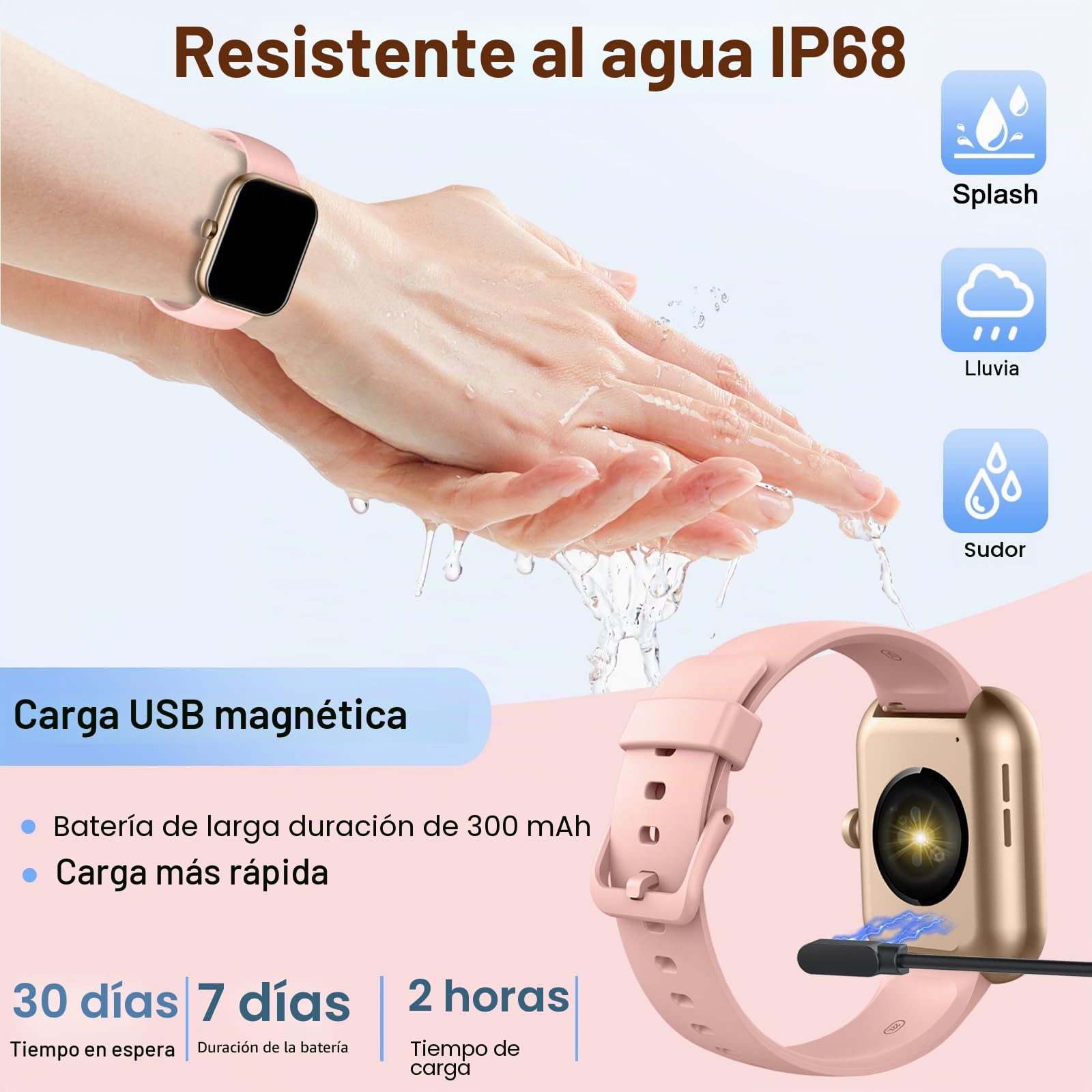 Matast Reloj Inteligente con Pulso, SmartWatch para Mujer, 1.96" Smart Watch con Llamadas Bluetooth y Whatsapp Notificación, Pulsera Actividad con 100+ Modos Deportivos, Podómetro, para Android iOS
