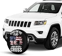 Vista 4 de Funda para neumáticos de repuesto con la bandera estadounidense, protectores de rueda resistentes a la intemperie y al polvo, ajuste universal