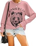 Womens Mama Sweatshirt Crewneck Loose Fit Soft Cute Long Sleeve Tops Ladies Graphic Casual Fall Mom Shirts