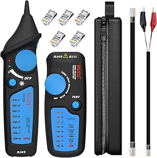 BSIDE Wire Tracker RJ45 RJ11 Network Cable Tester, Dual knob with Anti-Interference, Telephone Line Tracer Internet LAN Wire Finder Toner Network Cable Collation Continuity Checker with Carrying Case