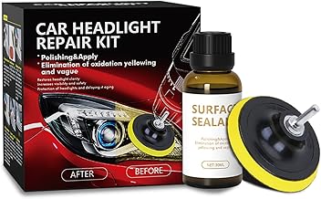 ZJchao Kit de Restauración de Faros del Automóvil Retire la Oxidación de los Rasguños de Color Amarillento Restauración Claridad con un Agente de Reparación de 30 Ml Cera de Pulido de
