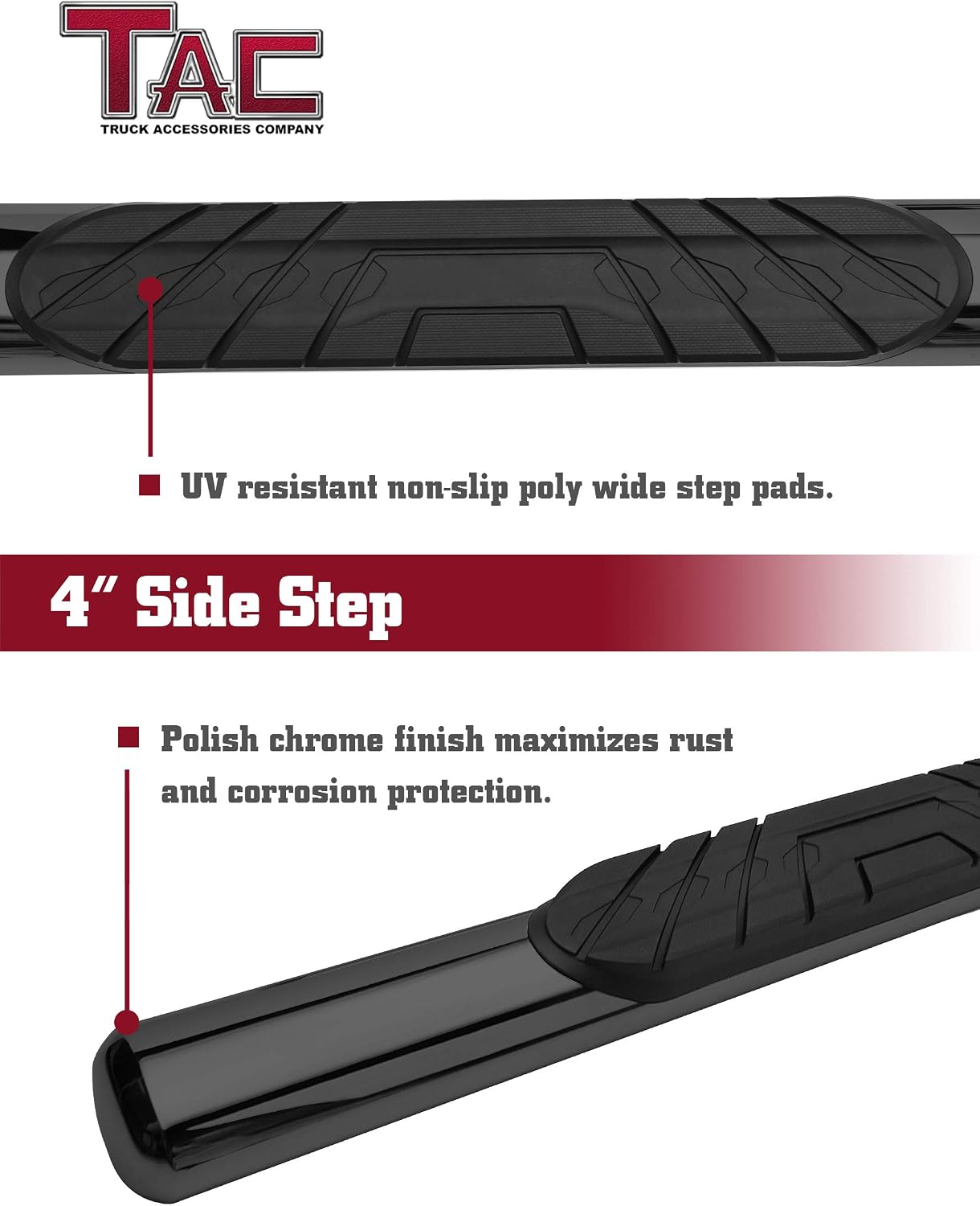 TAC Side Steps Compatible with 2009-2018 RAM 1500 Crew Cab | 2019-2023 RAM 1500 Classic | 2010-2023 RAM 2500/3500/4500/5500 Crew Cab Truck Pickup 4" Oval Black Side Bars Nerf Bars Running Boards 2Pcs