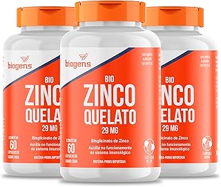 Bio Zinco Quelato 29mg Quelado, Biogens, Kit 3x 60 cápsulas
