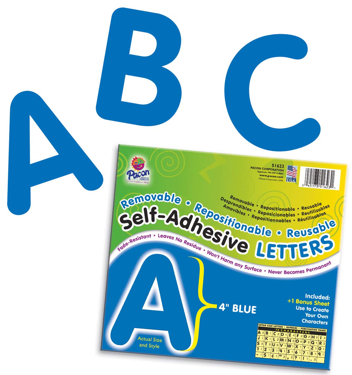 Repositionable Letters Snapklik.com : Pacon PAC51623 Self-Adhesive Letters - Removable