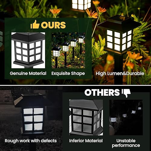 Vista 26 de GIGALUMI Luces solares para exteriores, paquete de 6 luces solares LED de llama parpadeante, impermeables, para jardín, mantiene 10 horas