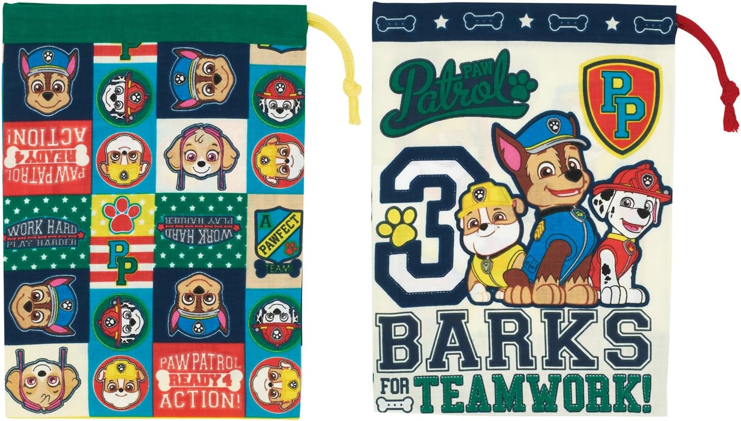 Skater KB63W-A Children's Lunch Box, Cup Bag, 2 Piece Set, 5.9 x 7.9 inches (15 x 20 cm), Drawstring Lunch Bag, Made in Japan, Paw Patrol, Boys