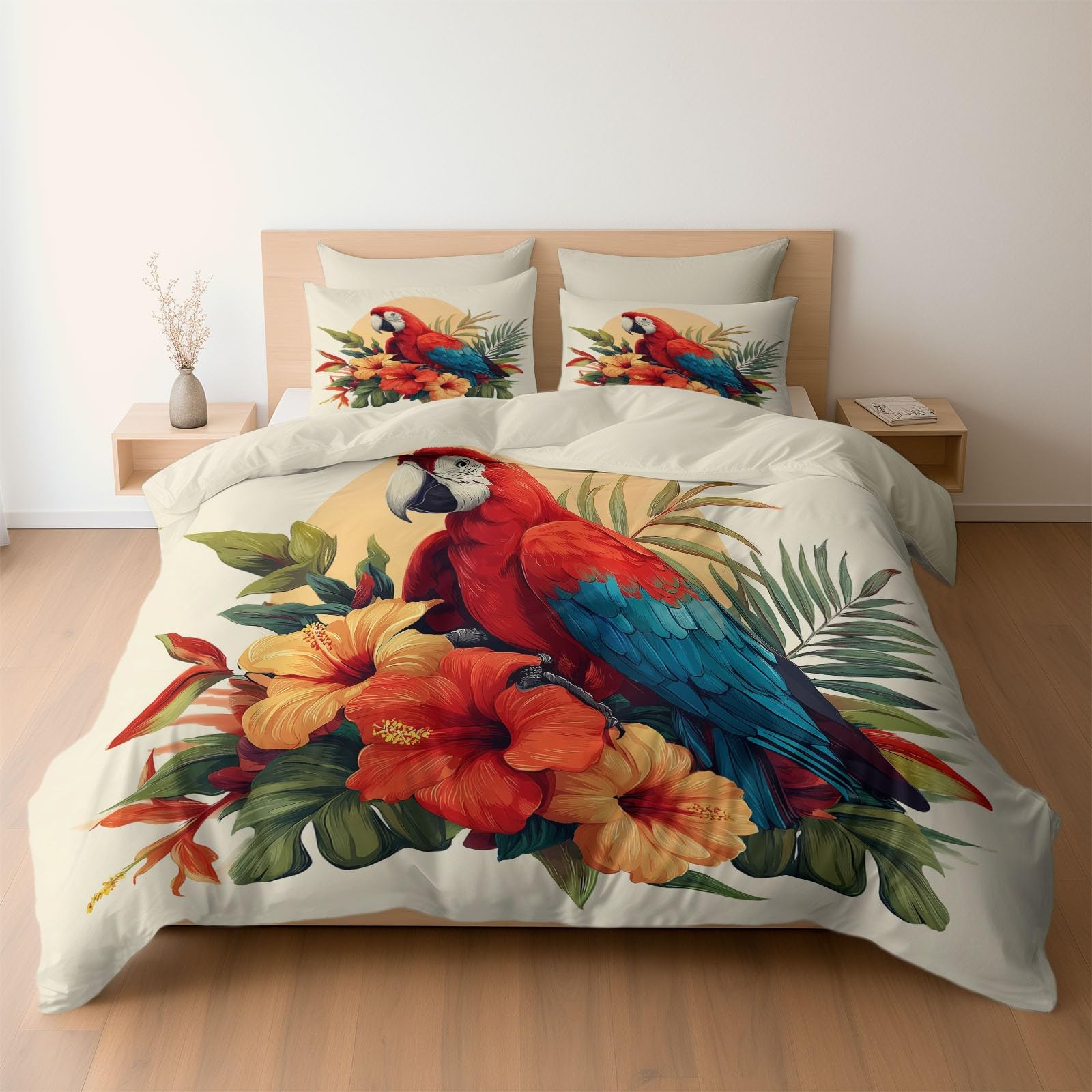 Housse de couette réversible 200x200 cm microfibre infroissable 3 pièces