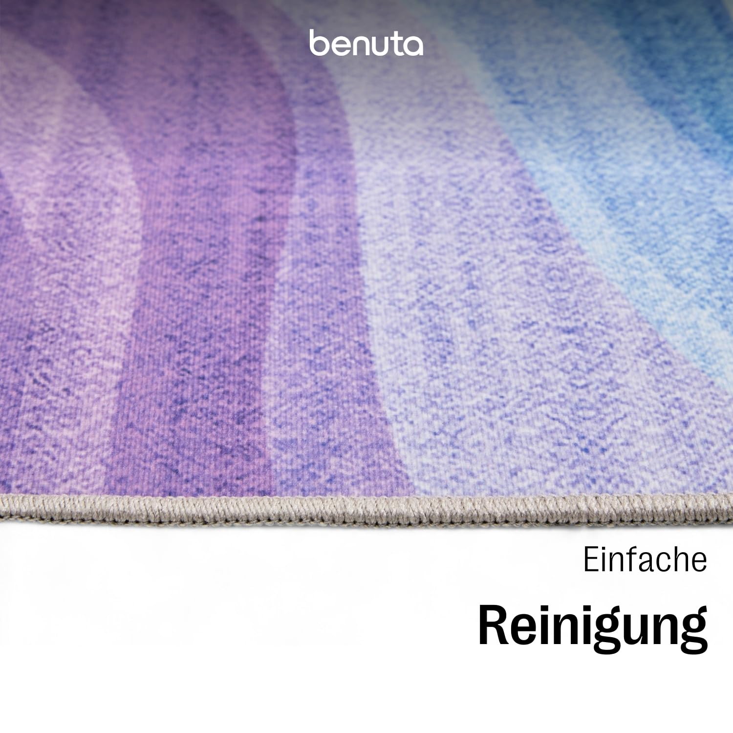 benuta Basic Waschbarer Teppich George - Multicolor/Lila 140x200 cm - Kunstfaser - Rechteckig & im Style: Abstrakt - Pflegeleicht für Wohnzimmer Schlafzimmer