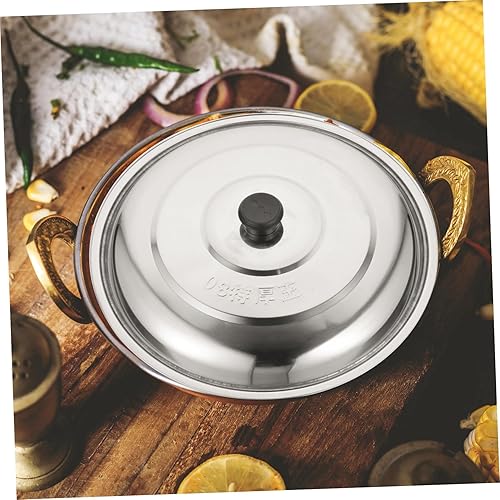 Miniatura 7 de DECHOUS Tapa de olla de acero inoxidable, plancha redonda, recipiente de utensilios de cocina de metal para freír alimentos, cubierta de repuesto,