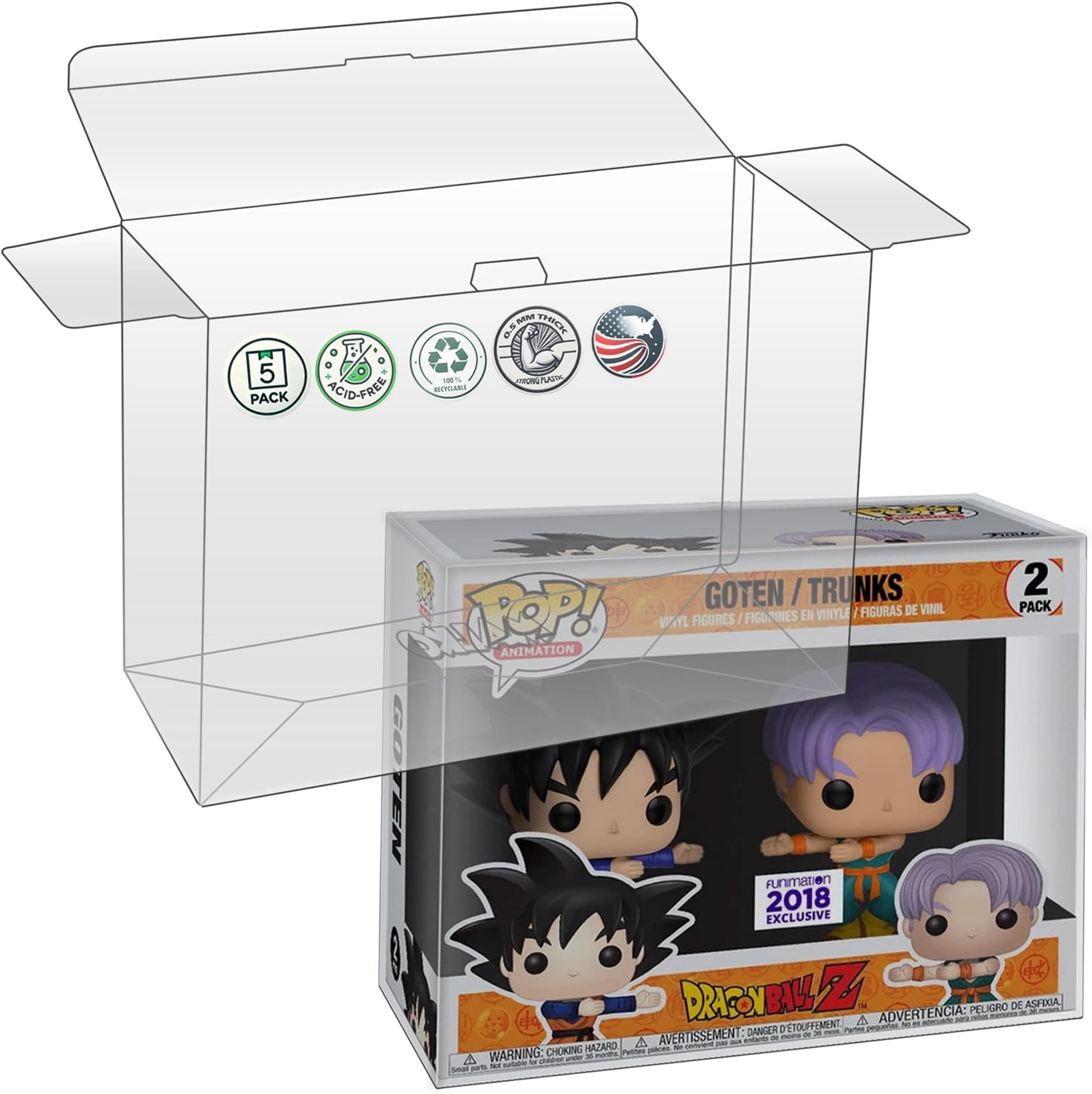 MALKO Funko Pop Protector Compatible with Funko Pop! 2-Pack Figures Boxes | Figures NOT Included | 0.5 MM Thick Recyclable Plastic | 5 Pack