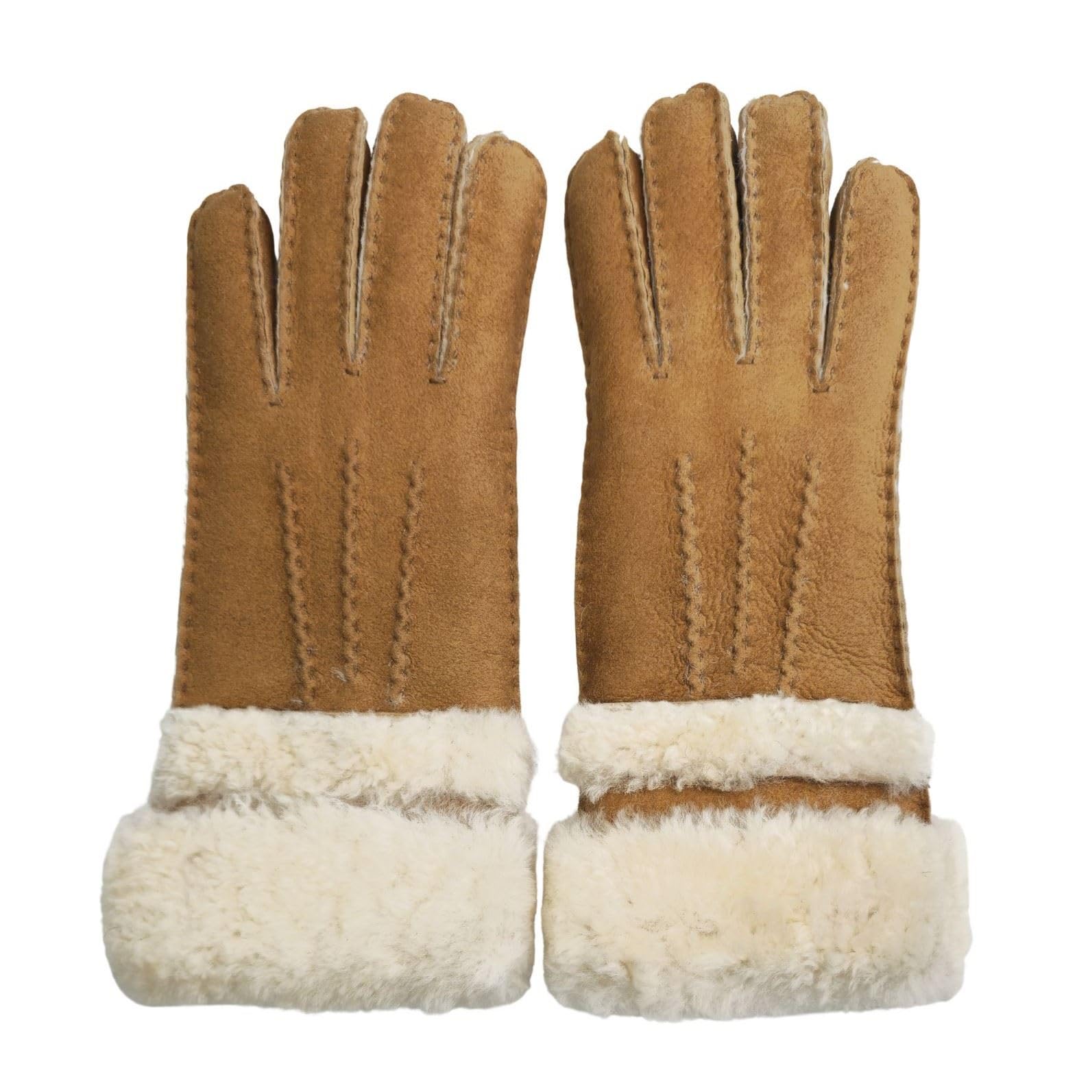 Truclothing Men's Tan Wo’s Suede Leather Plush Cuff Winter Thermal Lined Gloves - Xl