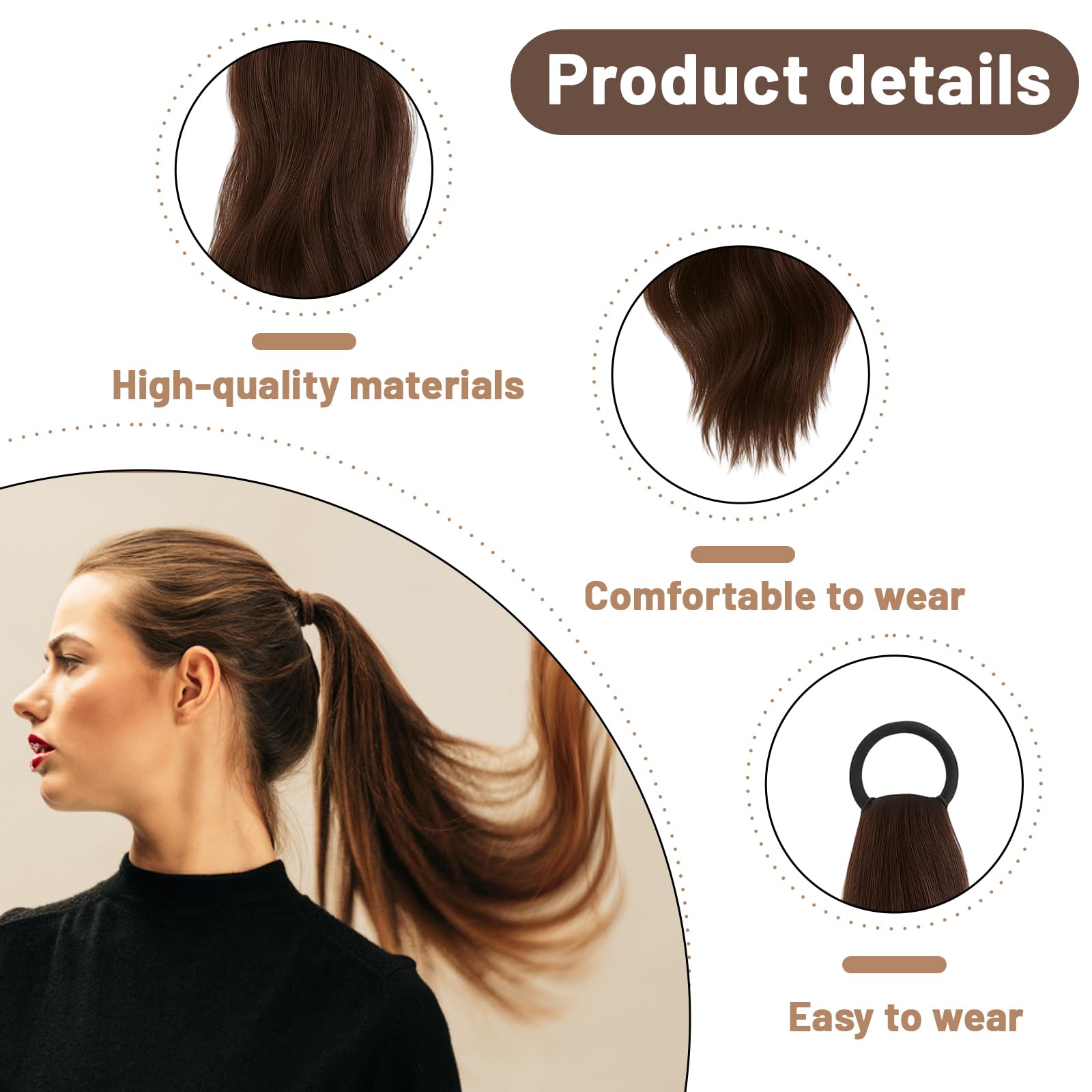 2PCS Ponytail Extension, Ponytail Extension Human Hair, Natural Looking Hair Extensions Ponytail - Image 3