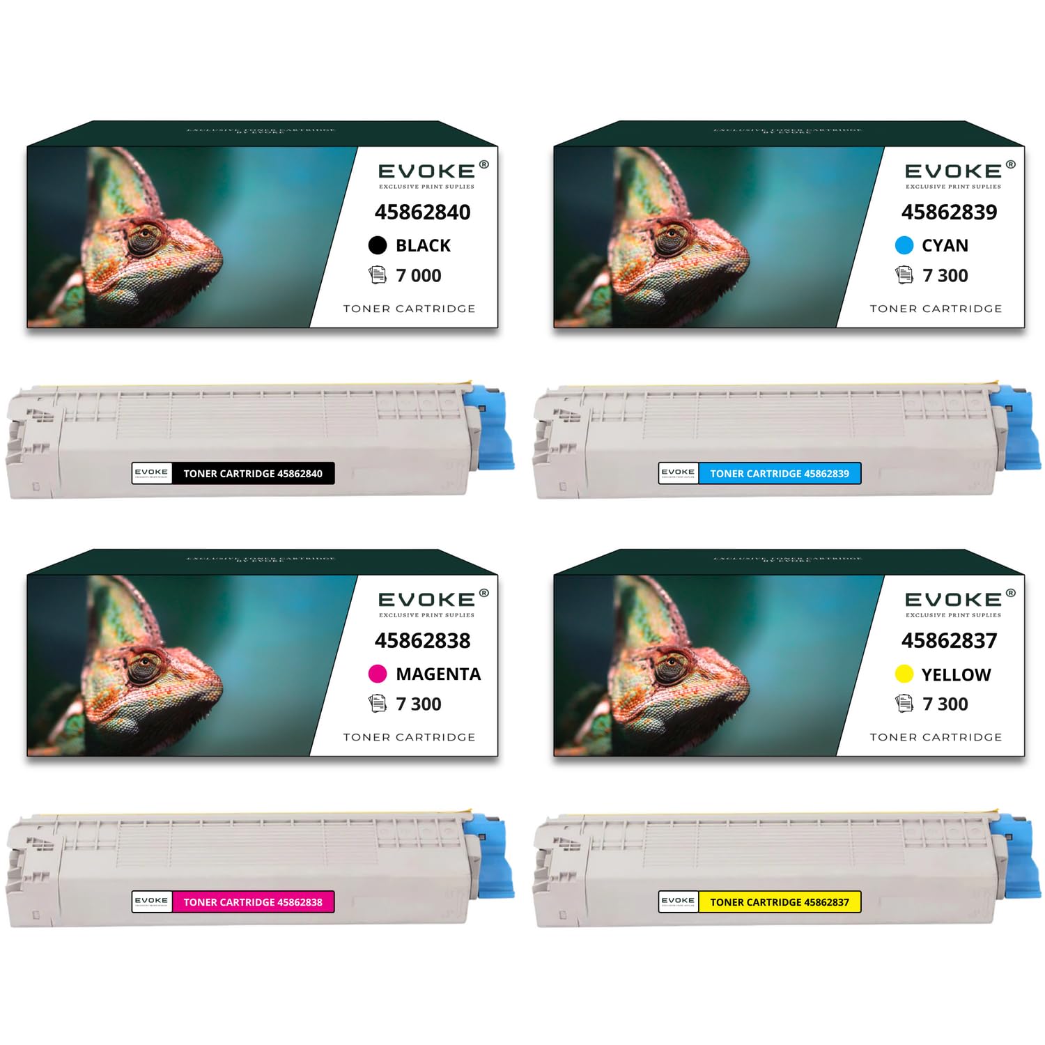 EVOKE 45862840 + 45862839 + 45862838 + 45862837 Toner Kompatybilny z OKI MC853 MC853dn MC873 MC873dn MC883 (Zestaw CMYK) 28900 Stron