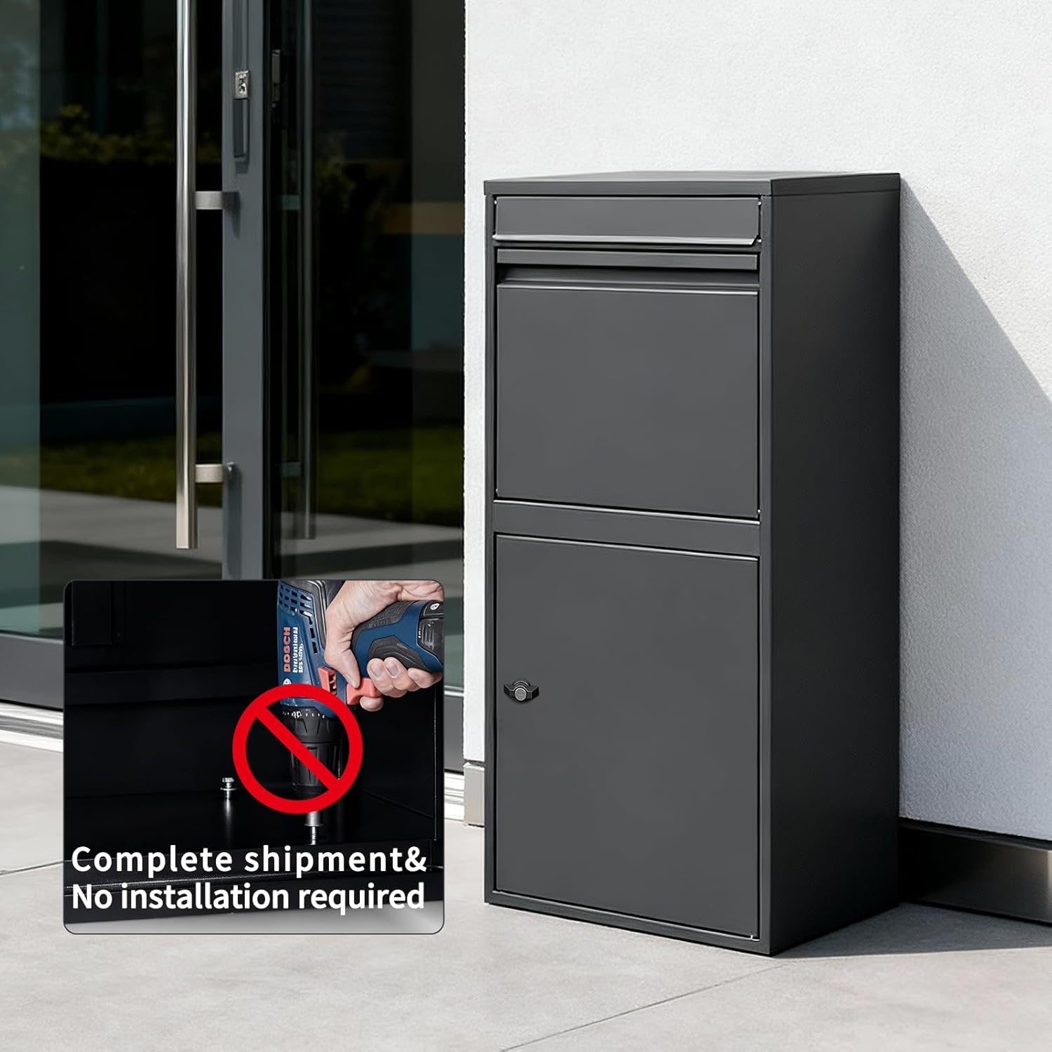 Package Delivery Boxes for Outside, 35'' x 17'' x 15.5'', Extra Large Mailbox for Parcel, Galvanized Steel Parcel Mailbox, Waterproof Lockable Anti-Theft Parcel Drop Box for Porch, Curbside, BG016