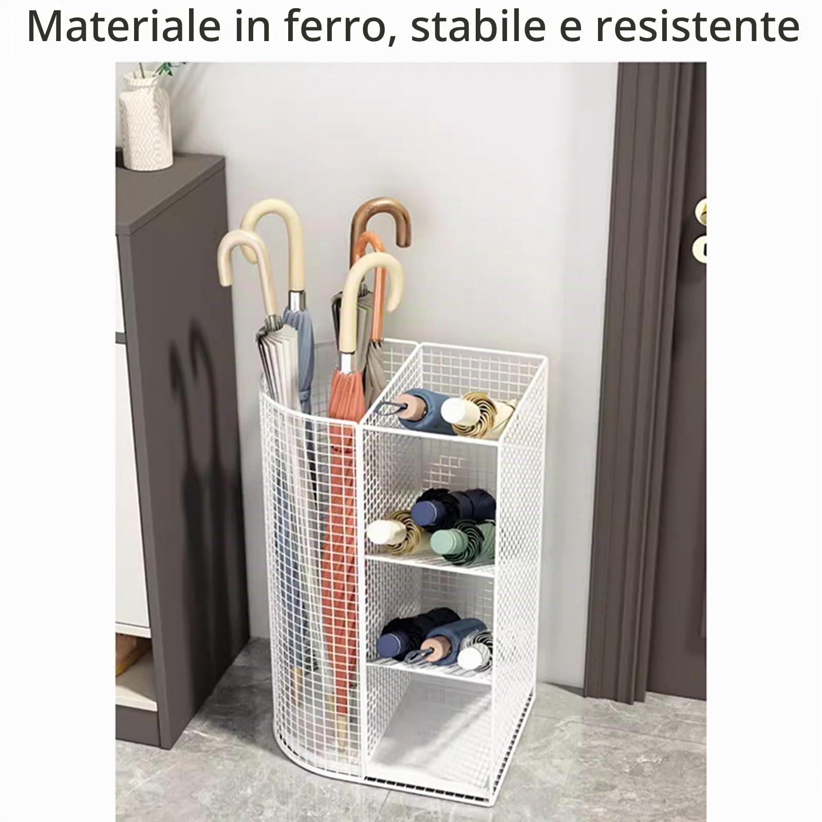 Autoportante Portaombrelli per Ingresso di Grande capacità Porta Ombrelli da Interno DesignScavato Porta Ombrelli in Metallo per Uso Interno Ed Esterno Design Moderno(Black)
