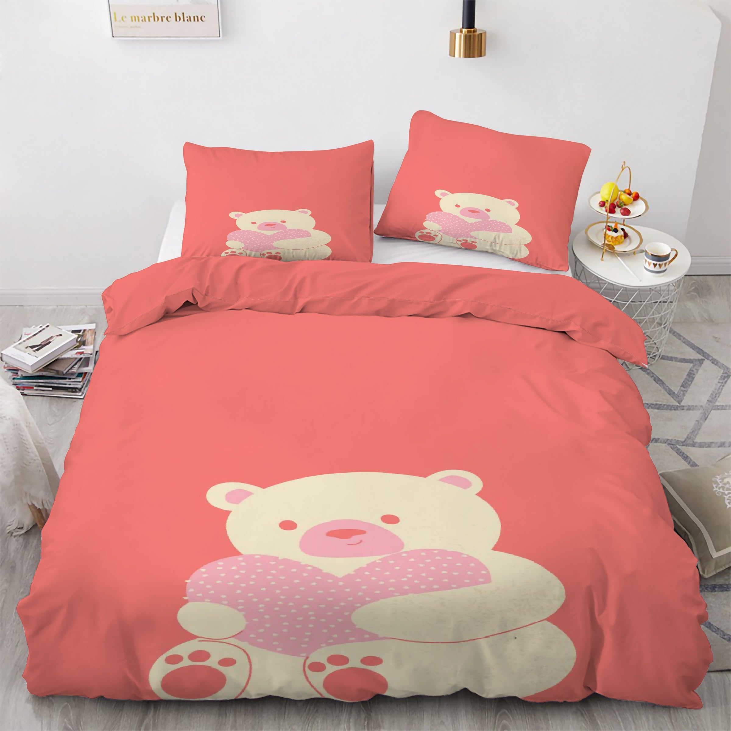 Housse Couette Microfibre Douce 200x200 Parure de Lit Ensemble de Literie 3 Pièces