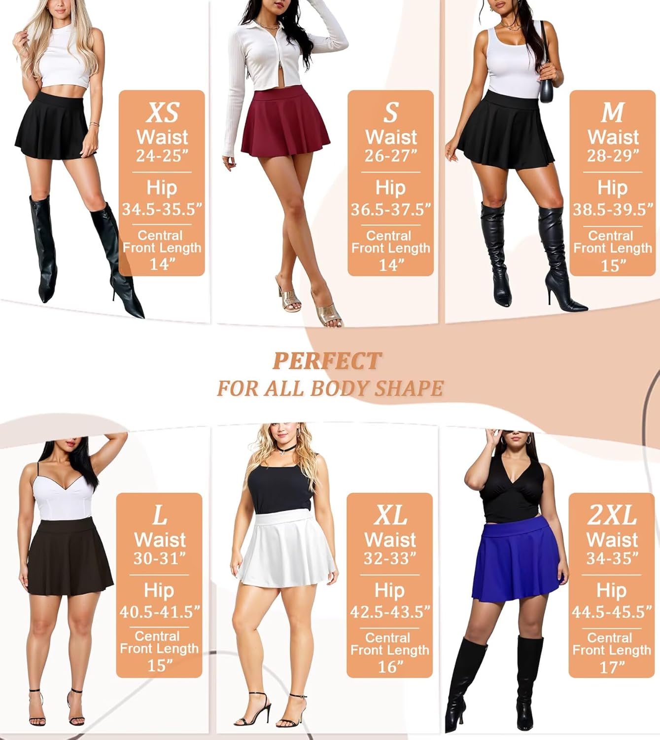 Hybrid & Company Womens Stretch Super Short Flared Casual Nylon Ponte Mini Skate Skirt - Image 7