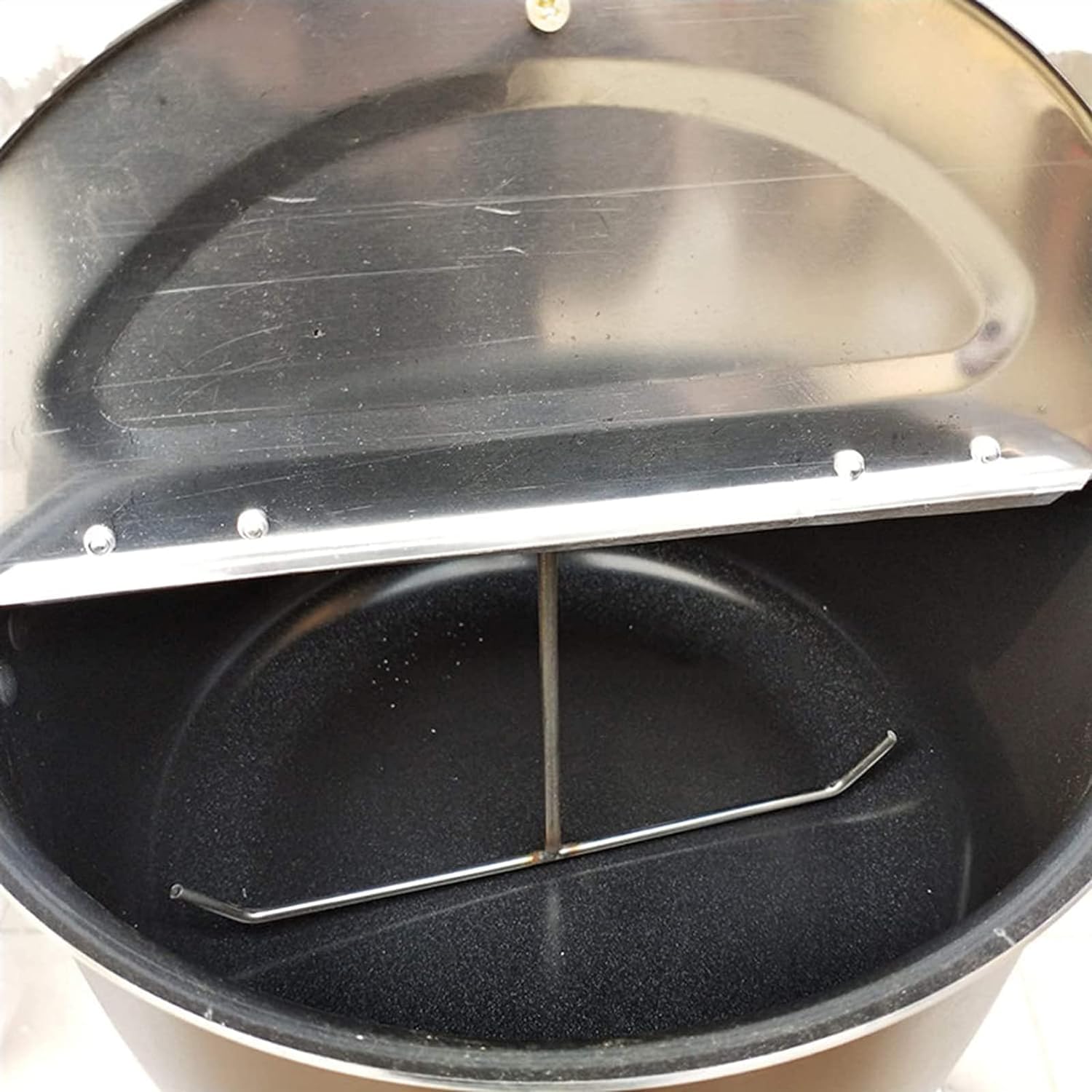 Máquina de palomitas de maíz para el hogar, olla de palomitas de maíz antiadherente de manivela a mano con mango antiquemaduras, tapa extraíble, varilla de agitación gruesa, cocina de inducción
