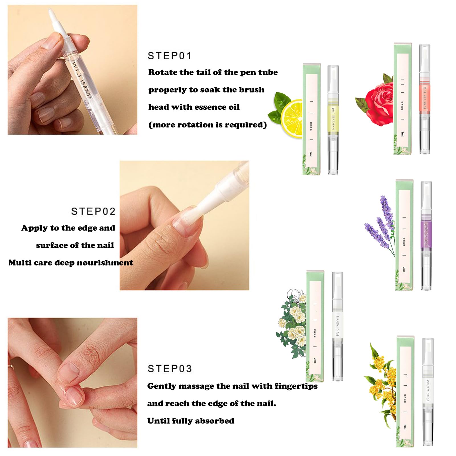 5 pezzi Anperio Nail Growth Pen, Cosmetics Stem Cell Nail Growth Pen, Nail Growth Oil Pen per idratare rafforzare illuminare, siero di olio per cuticole per rafforzare le unghie idratare (5 pezzi)