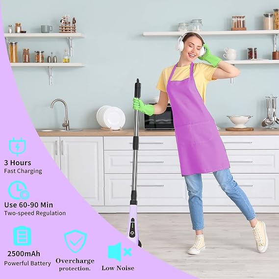 Electric Spin Scrubber, Cordless Bathroom Scrubber with Long Handle, Shower Scrubber for Cleaning with 7 Brush Heads, Power Scrubber Suitable for Cleaning Bathroom, Floor, Glass, Wall, Window
