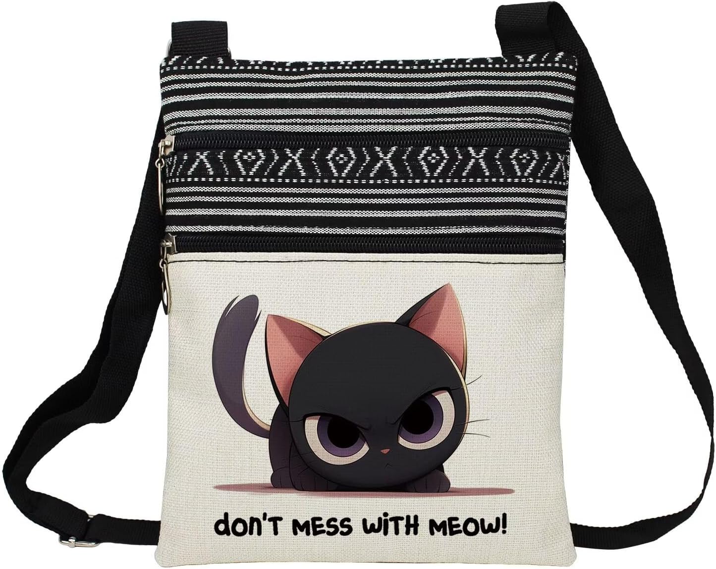 Angry Kitten Printed Small Ethnic Crossbody Bag