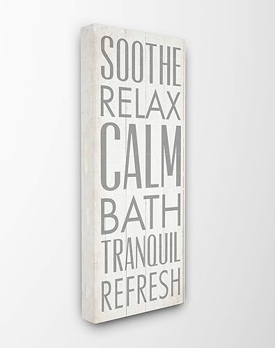 Stupell Industries Soothe Calm Relax Bath - Lienzo decorativo para pared, 13 x 30 pulgadas, multicolor