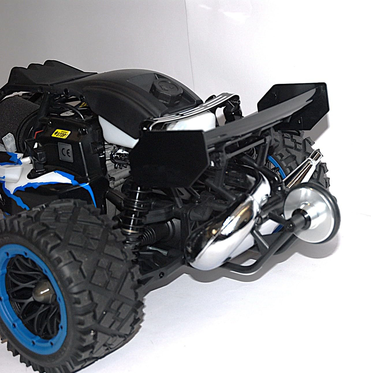 Auto RC 1/5 Baha Baja 29cc Versione Q Passo Corto Blu – Auto RC a Benzina 2WD con Ruotino Anti Ribaltamento – 2.4 GHz