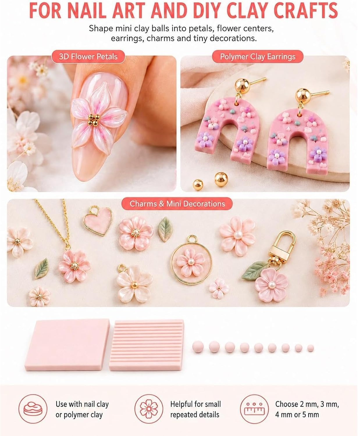 Clay Ball Roller, 3D Print Clay Gel Ball Maker Tool, Nail Art Bead Roller