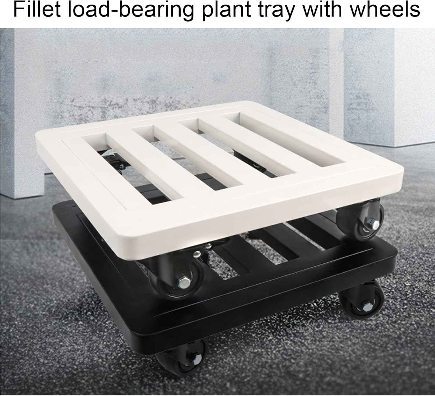 Plant Caddy, Iron Garden Flower Pot Planter Mover, Planter Dolly Trolley Saucer Moving Tray, Iron Poter On Wheels/White/40Cm/16In White-50Cm/20In