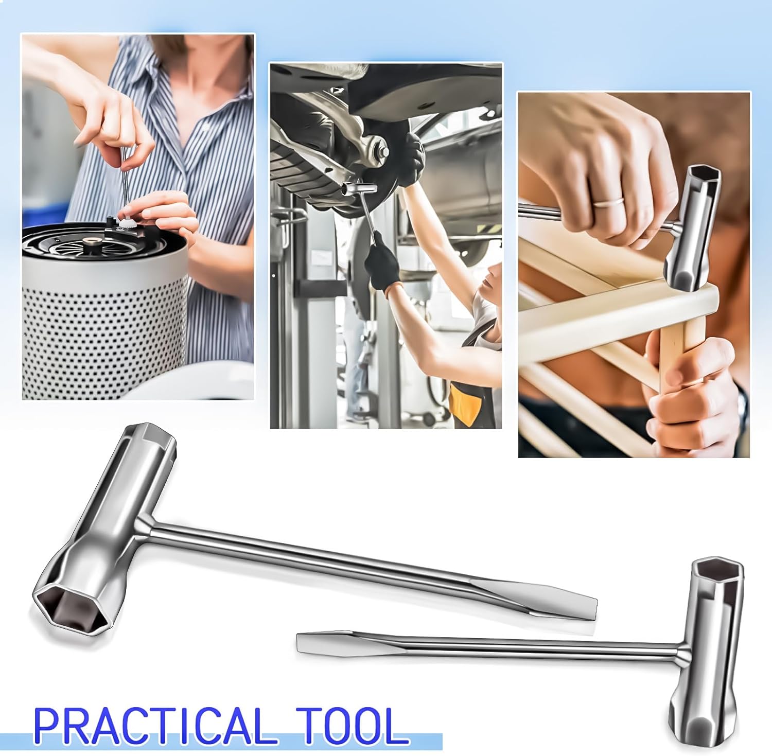 MotBach 10 PCS Chainsaw Scrench Replacement Tools, Screwdriver Chainsaw Wrench Tool Accessories Set,Alloy Steel T Wrench Spanner Combination Tool,Long and Short Size,13 by 19 mm