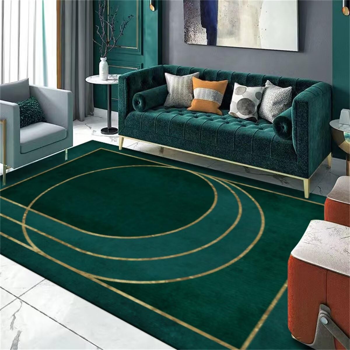 Tapis chambre bébé et tapis de sol bureau géométrique vert 40x60
