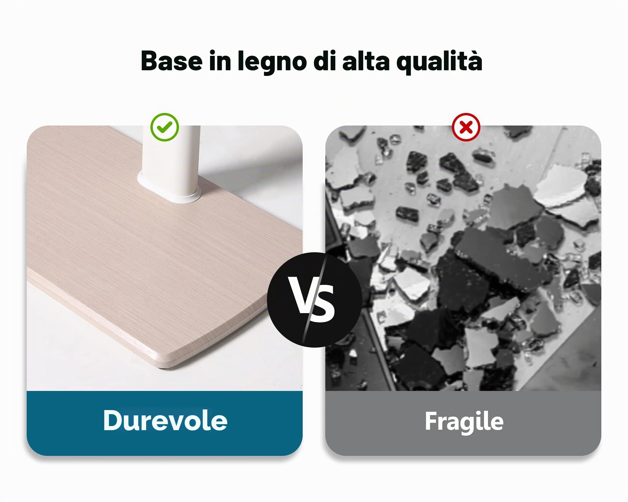 FITUEYES Supporto TV da Pavimento per 32-70 Pollici, 60° Girevole & 6 Altezza Porta TV da Terra con Legno Base, Supporto TV da Terra Max VESA 600x400mm 40kg (Bianco)
