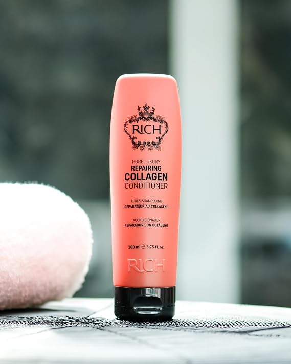 RICH Pure Luxury Repairing Collagen Conditioner for Dry & Damaged Hair - Deep Conditioning & Moisturizing Hair Repair Treatment - Hair Proteins, Collagen, Marula Oil & Macadamia Nut Oil - 6.75 Oz