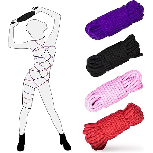 4 Pack Soft Cotton Rope 32 Feet 10m BDSM Shibari Bondage Rope Restraint Kits Adult Sex Toys for Women Couples