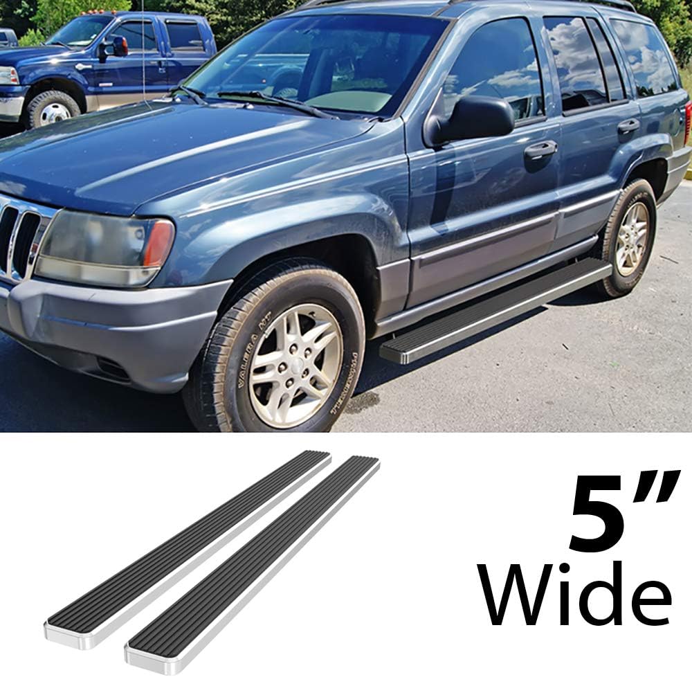HD Ridez Running Board 5" Silver Compatible with Jeep Grand Cherokee 1999-2004 4-Door (Nerf Bar Side Steps Side Bars)