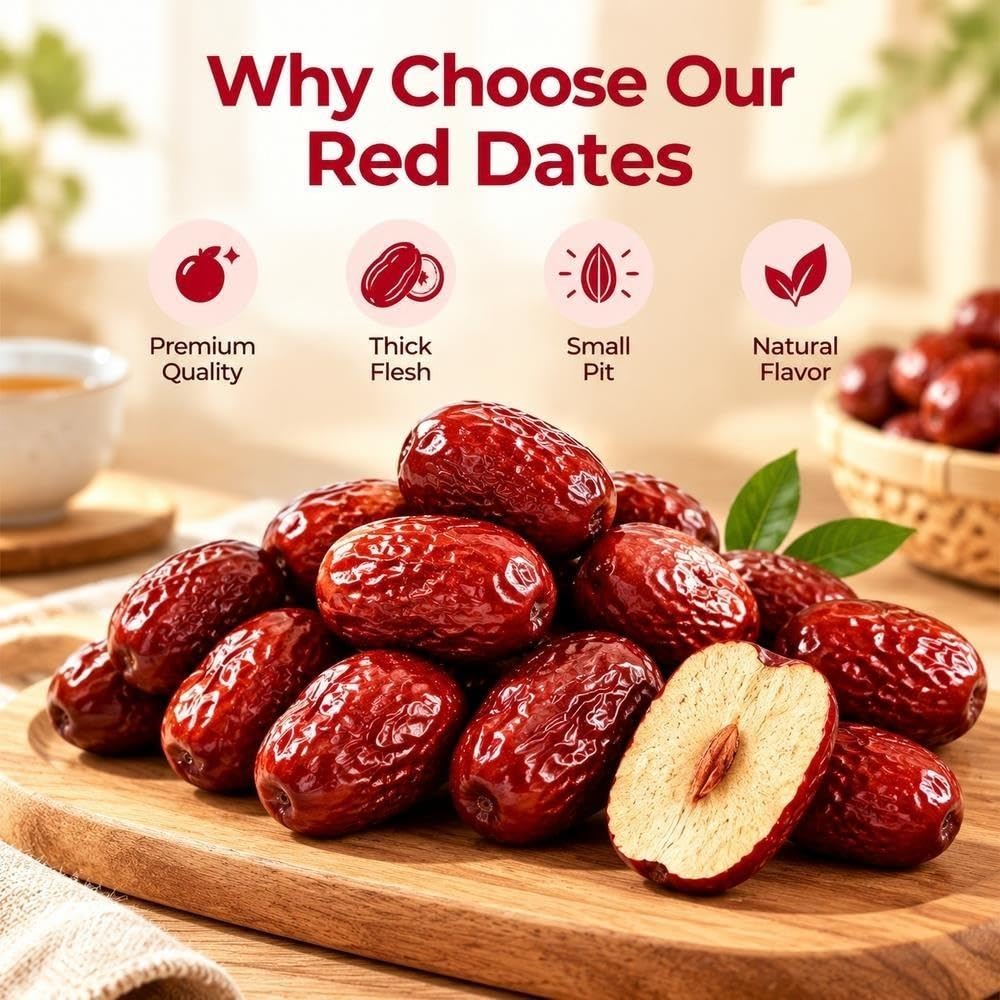 Dátiles rojos secos 250 g/500 g Snack de azufaifa