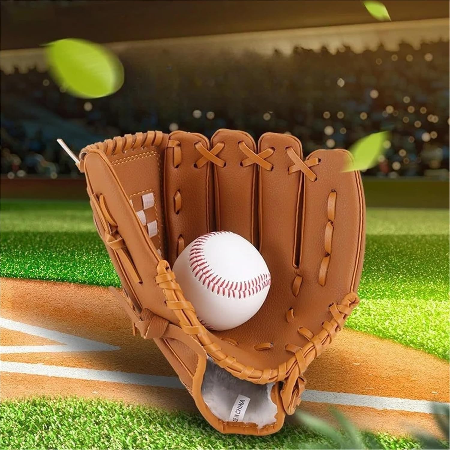 PU Leather Baseball & Softball Left Hand Glove, Right Hand Throw, for Training and Competitive Field Use