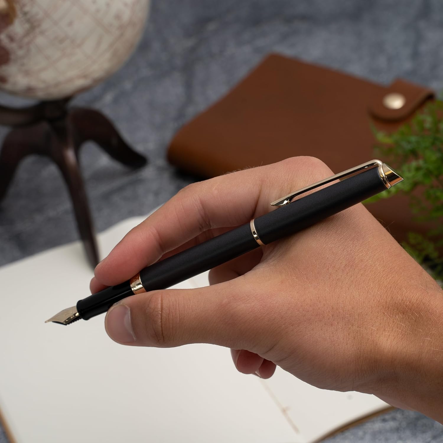 Custom Engraved Waterman Hémisphère Fountain Pen - Lava Black with Gold Trim - Personalized Luxury Writing Instrument for Executives, Business Professionals, Graduation Presents or Special Occasions