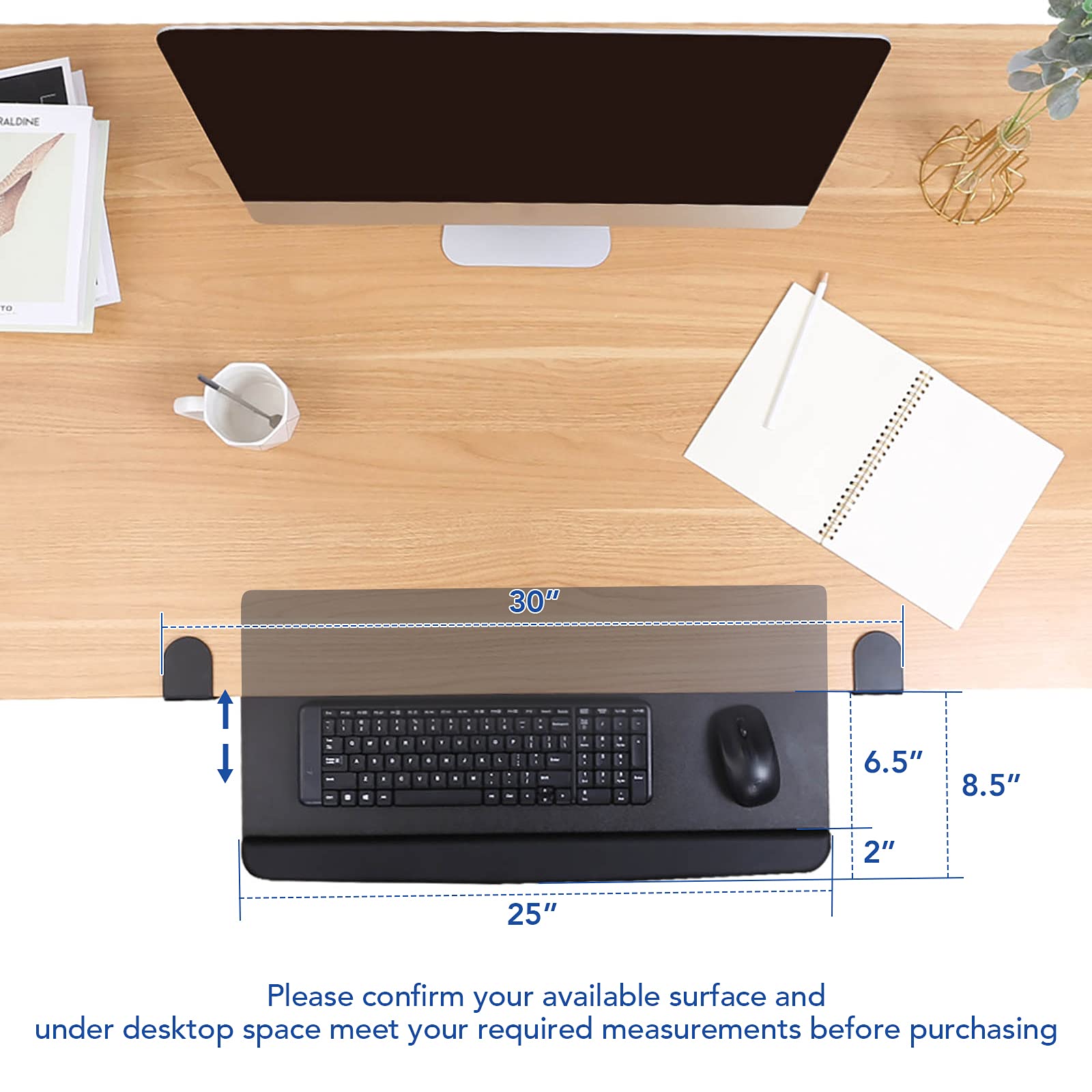 FlexiSpot Large Keyboard Tray Under Desk Ergonomic 25”x 12” C Clamp