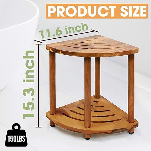 Miniatura 2 de ENKEZI Taburete de ducha esquinero de 16 pulgadas, asiento de ducha para ducha interior, taburete de ducha para afeitarse piernas, taburete para