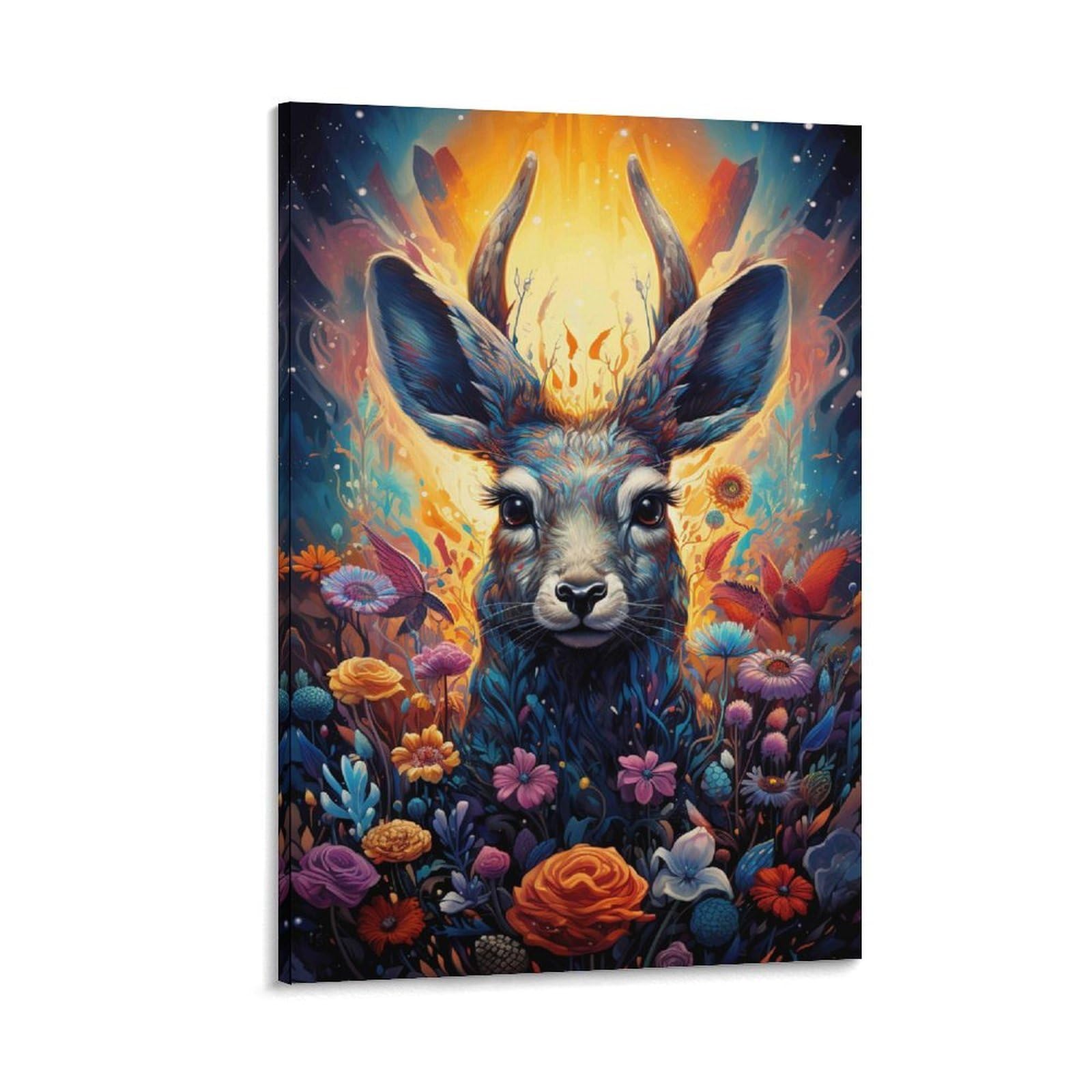 DHBANEIOK Fantasy Deer Portrait Poster Artwork Canvas Prints Picture Modern Canvas Wall Art Picture Wall Hanging for Bathroom Wall Decor 24x36inch(60x90cm)