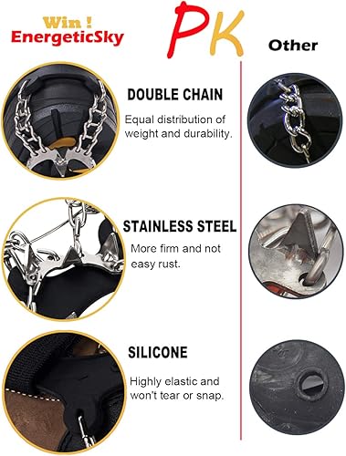 Miniatura 4 de Versión mejorada de crampones de tacos de hielo de tracción Walk, picos de acero inoxidable y silicona duradera, botas para senderismo en suelo