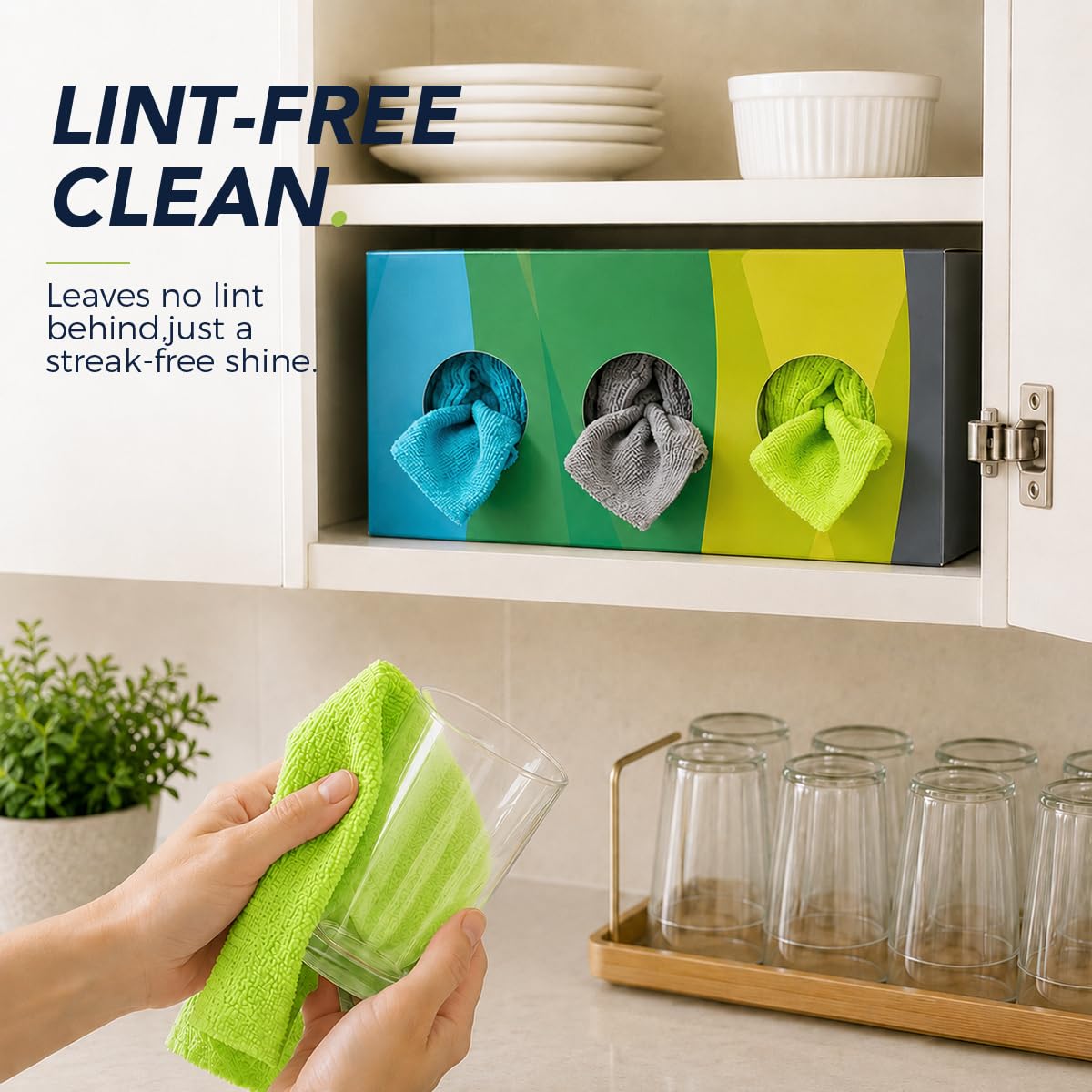 UNIMADE Paño de limpieza de microfibra, paquete de 150 toallas de microfibra reutilizables para autos, sin pelusas, trapos de toalla con caja dispensadora para el hogar, cocina, automóvil, restaurante